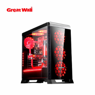 长城（GreatWall）魔镜V200电脑机箱黑色（钢化玻璃/EATX大板/全侧透/独立电源仓/磁吸防尘）